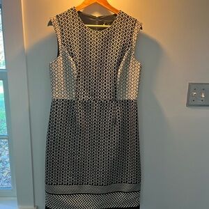 J. Crew Black and White Geometric Midi Dress